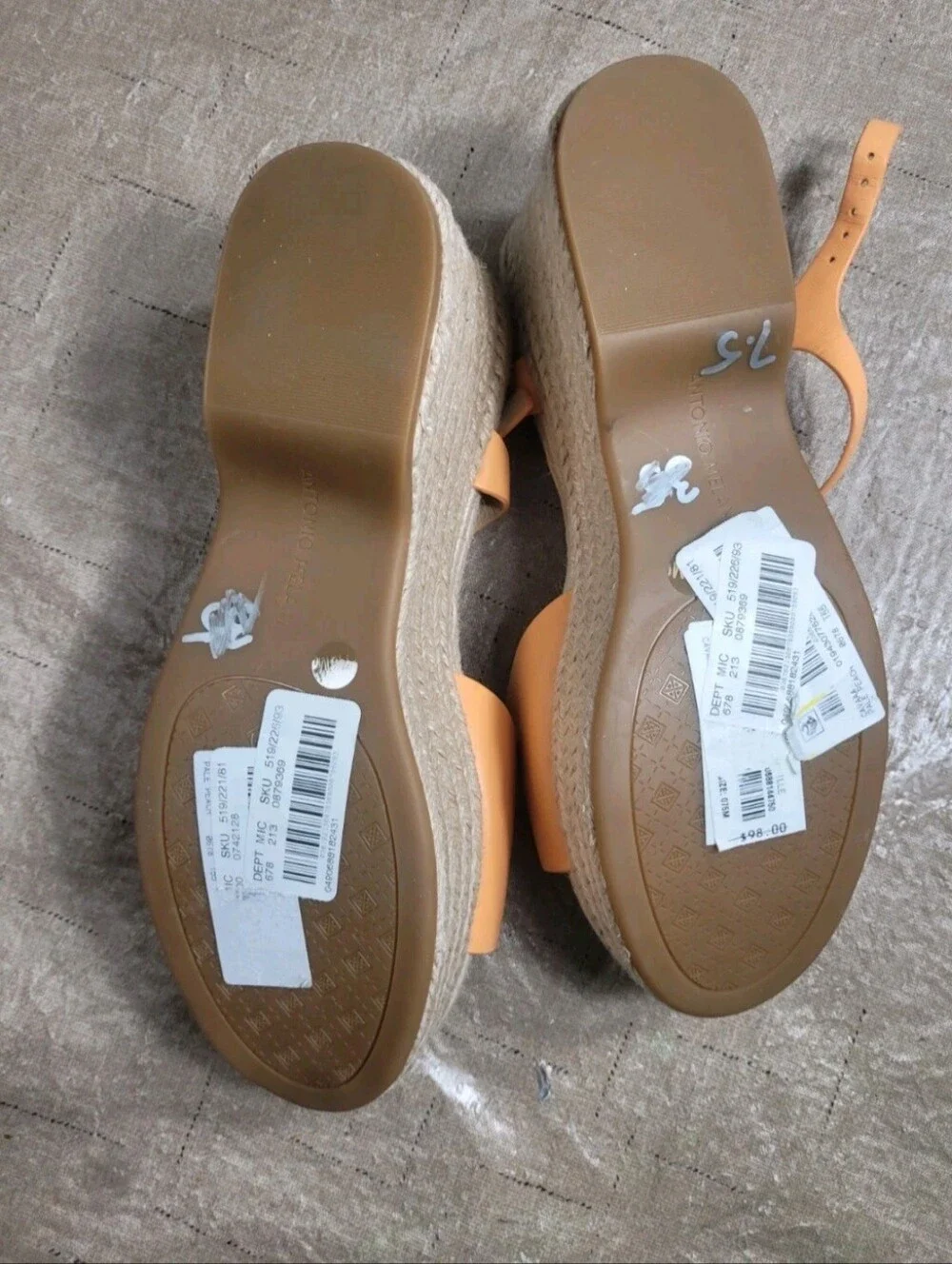 Antonio Melani Women's Size 7.5 M  Espadrille Wedge Sandals Orange Peach 59